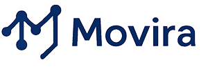 Movira logo with stylized network icon.